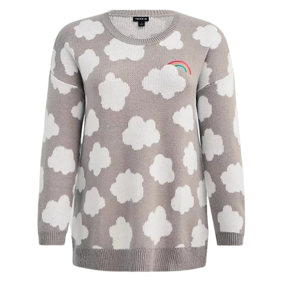 torrid Sweaters - TORRID DROP SHOULDER TUNIC SWEATER CLOUD RAINBOW GREY